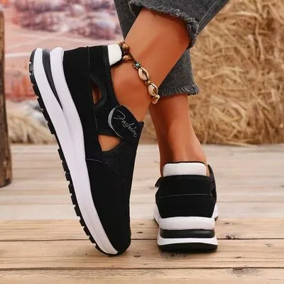 Mesh platform sneakers met ronde neus