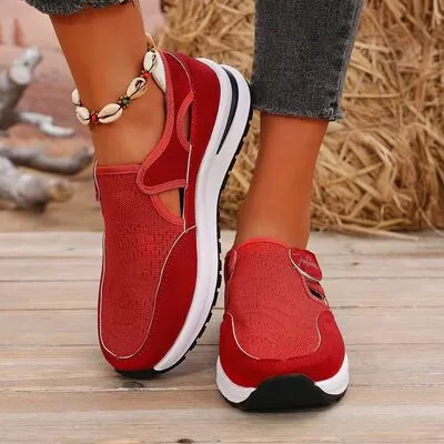 Mesh platform sneakers met ronde neus