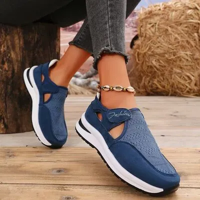 Mesh platform sneakers met ronde neus