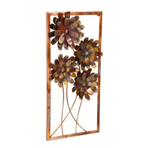 Metallic Floral Framed Outdoor Wall Décor,6m656