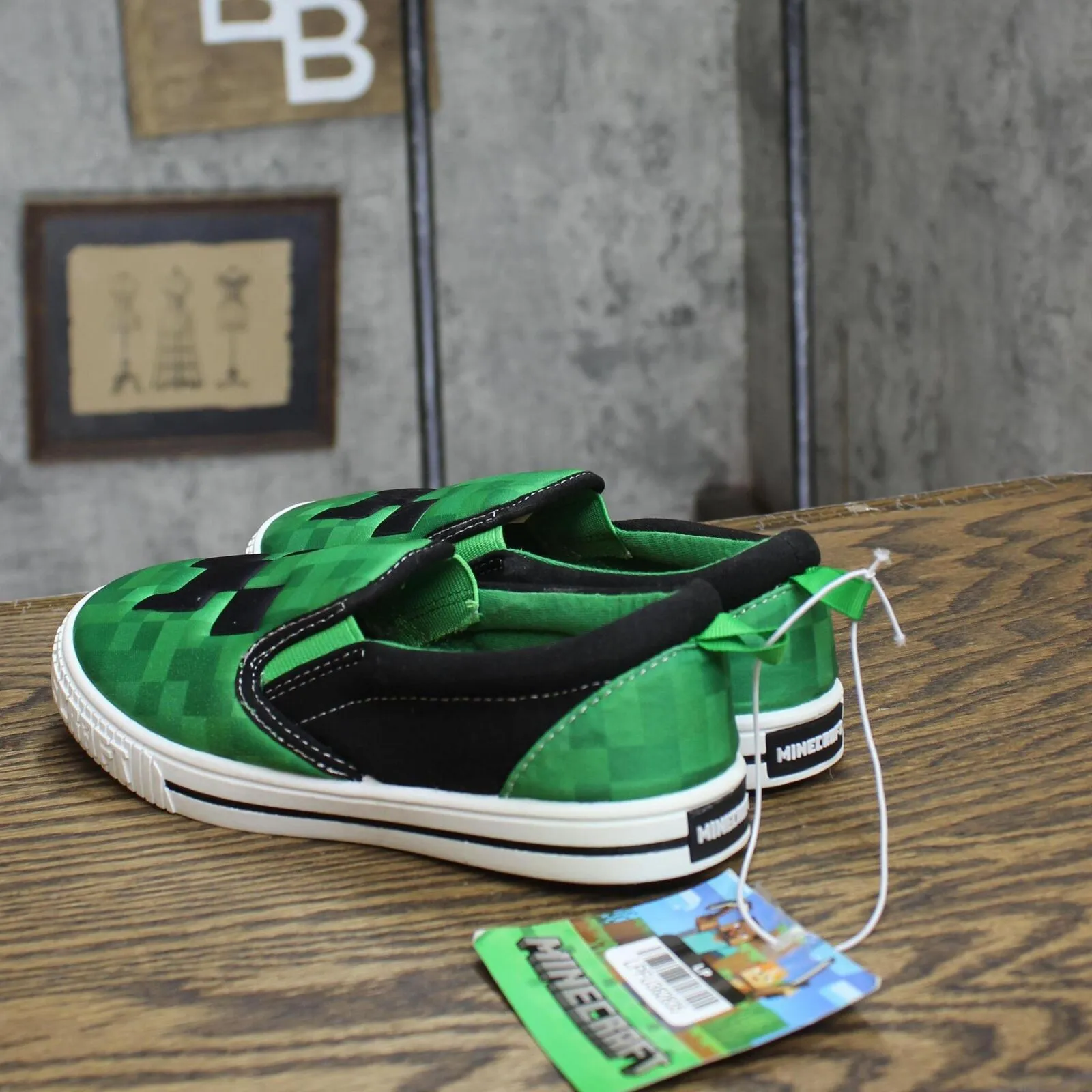 Minecraft Boys Creeper Slip-On Shoes 167594ccfccc65 Green 1