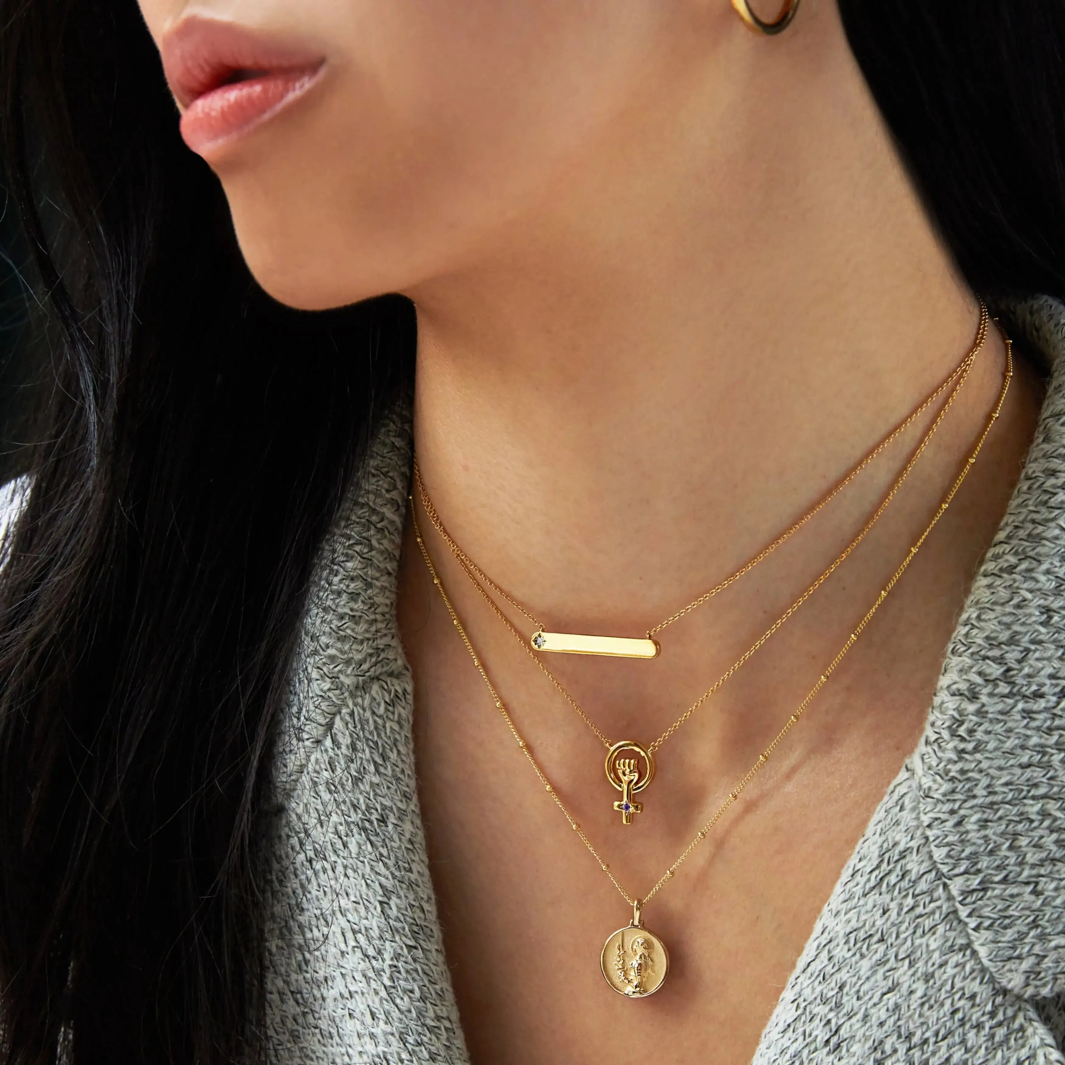 Mini AWE Goddess Coin Pendant w/ Chain, multiple styles