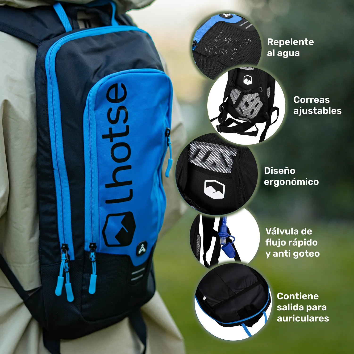 Mochila Outdoor HYDROROAD Azul   Bolsa de Agua Lhotse