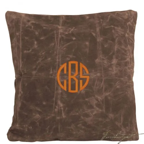Monogrammed Waxed Canvas Pillow
