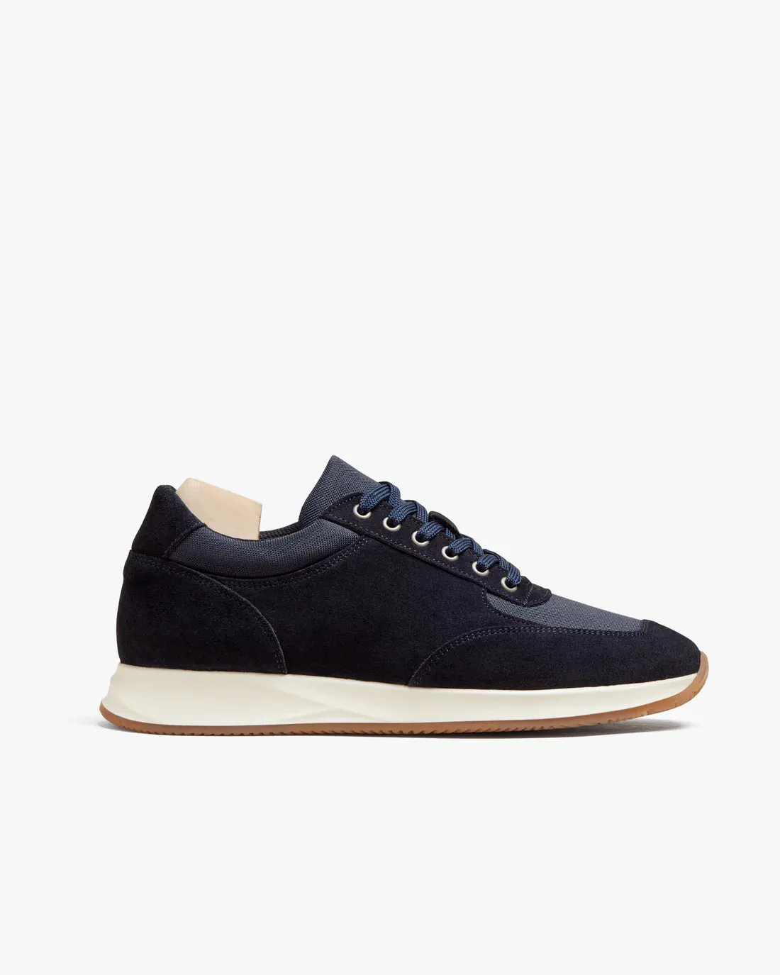 Navy Blue Suede Leather Lace Up Running Sneaker Shoes - Sneaker Shoes