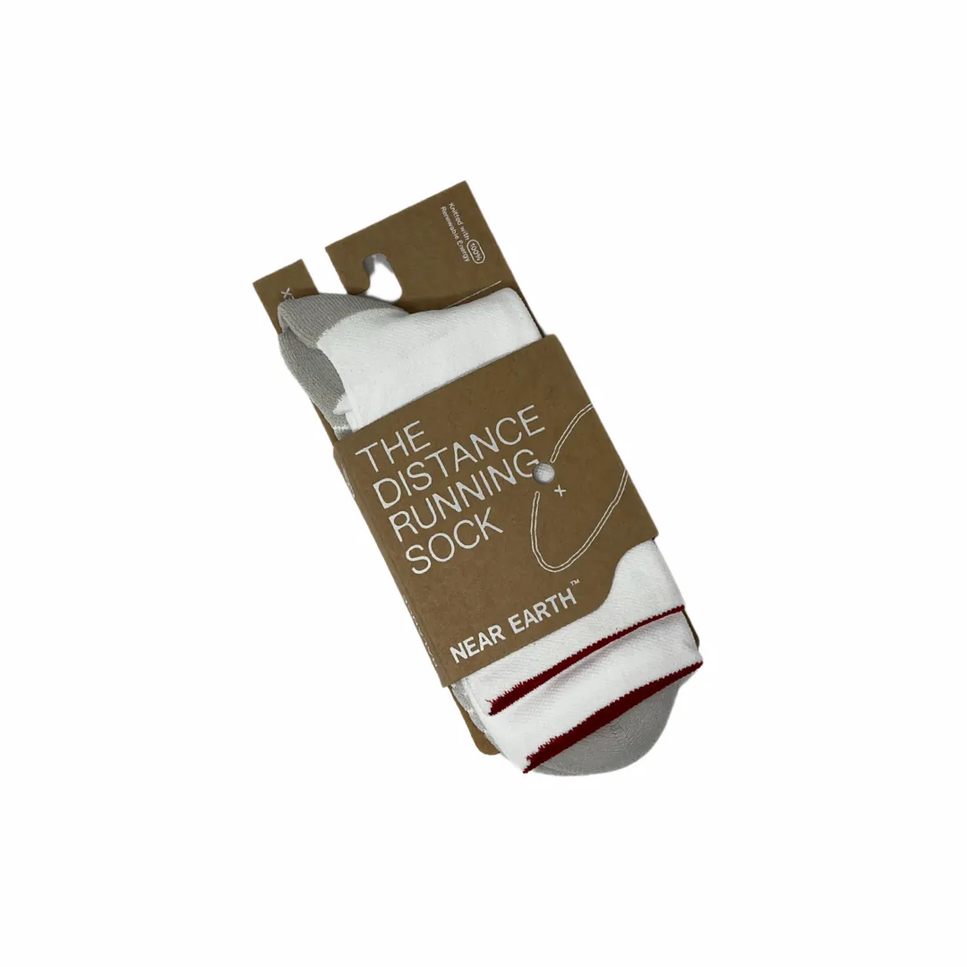 near earth distance sock, crew length, white.