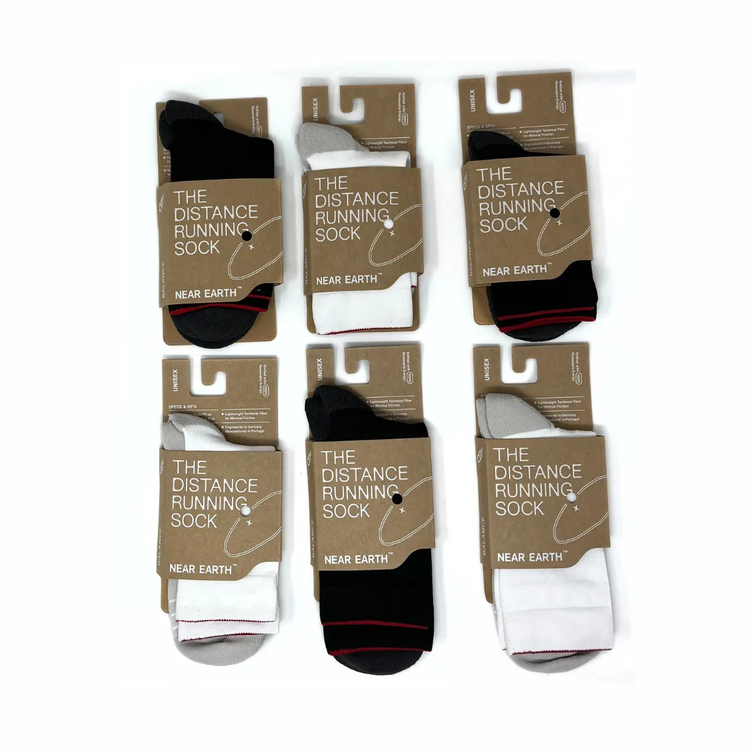 near earth distance sock, crew length, white.
