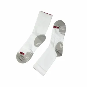 near earth distance sock, crew length, white.