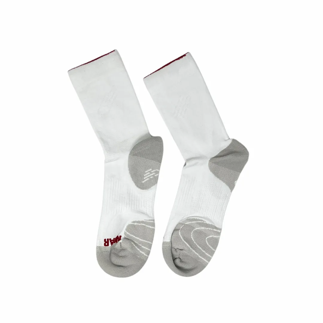 near earth distance sock, crew length, white.