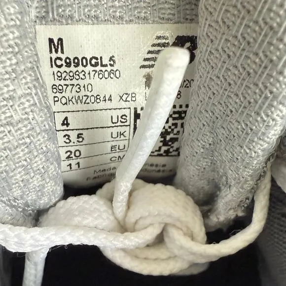 New Balance 990 V5 Grey/White Toddler Sneakers - SZ 4 C