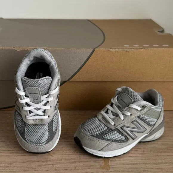 New Balance 990 V5 Grey/White Toddler Sneakers - SZ 4 C