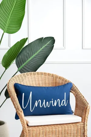 New Hofdeco Porch Patio Indoor Outdoor Lumbar Pillow Cover ONLY for Backyard, Couch, Sofa, Navy Blue Unwind, 12"x20"