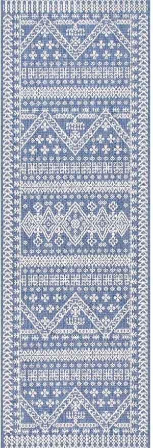 New nuLOOM Kandace Tribal Outdoor Runner Rug, 2' x 8', Blue