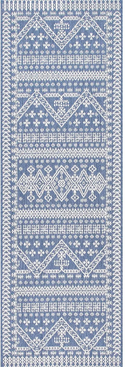 New nuLOOM Kandace Tribal Outdoor Runner Rug, 2' x 8', Blue