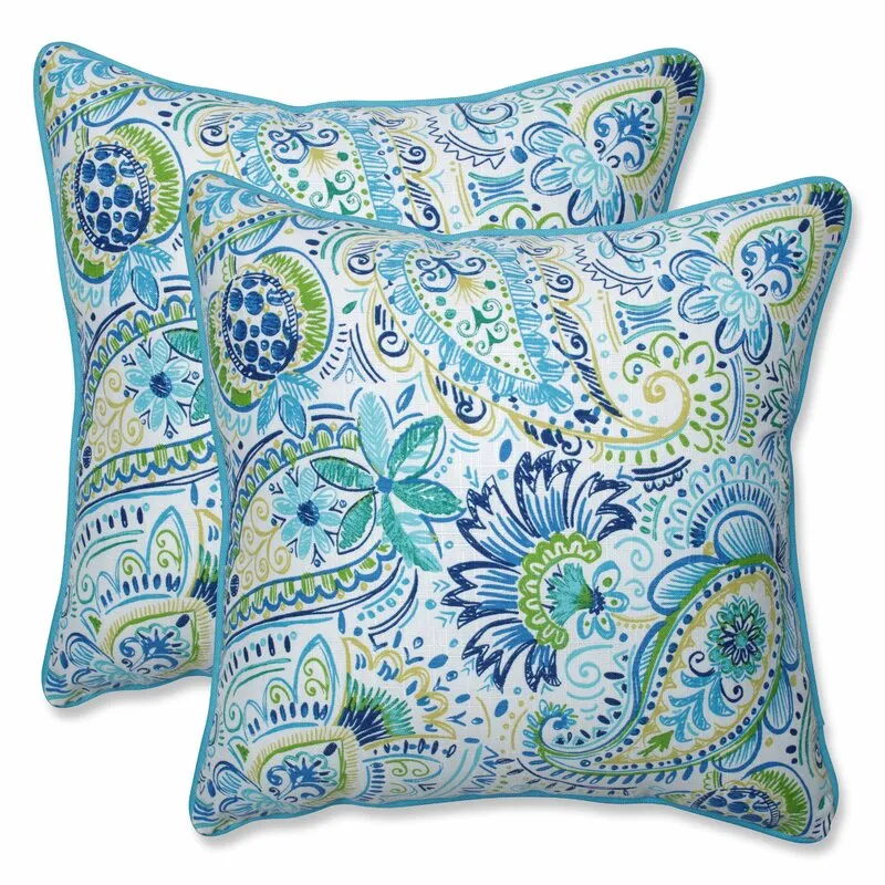 New Wayfair Barbay Baltic 18.5"X18.5" Indoor/Outdoor Throw Pillows (Set of 2)! Retails $90 