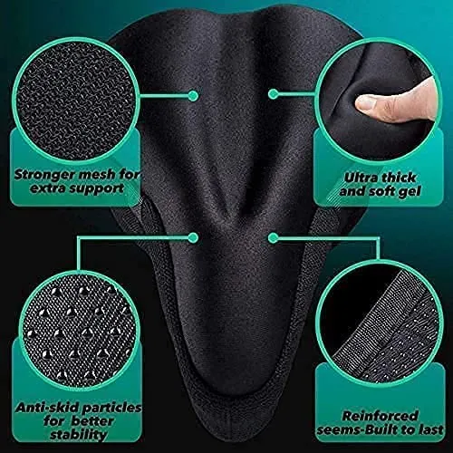 NKSA Bicycle Silicone Gel Seat Saddle Cover Soft Cushion Black