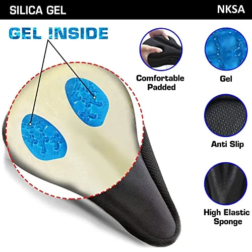NKSA Bicycle Silicone Gel Seat Saddle Cover Soft Cushion Black