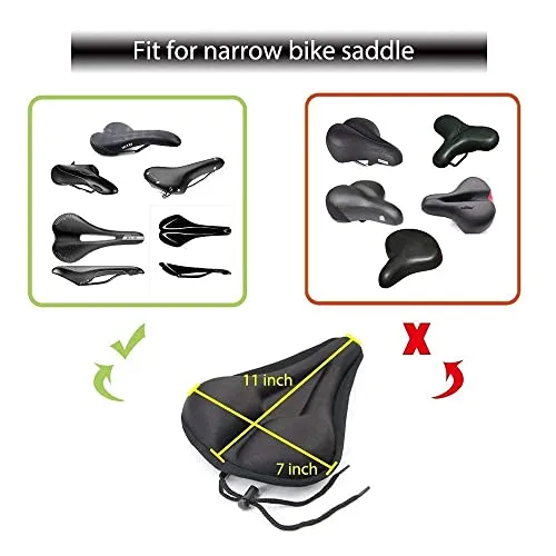 NKSA Bicycle Silicone Gel Seat Saddle Cover Soft Cushion Black
