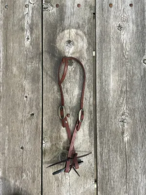 Oiled Harness Single Ear Headstall With Silver Oval Buckle