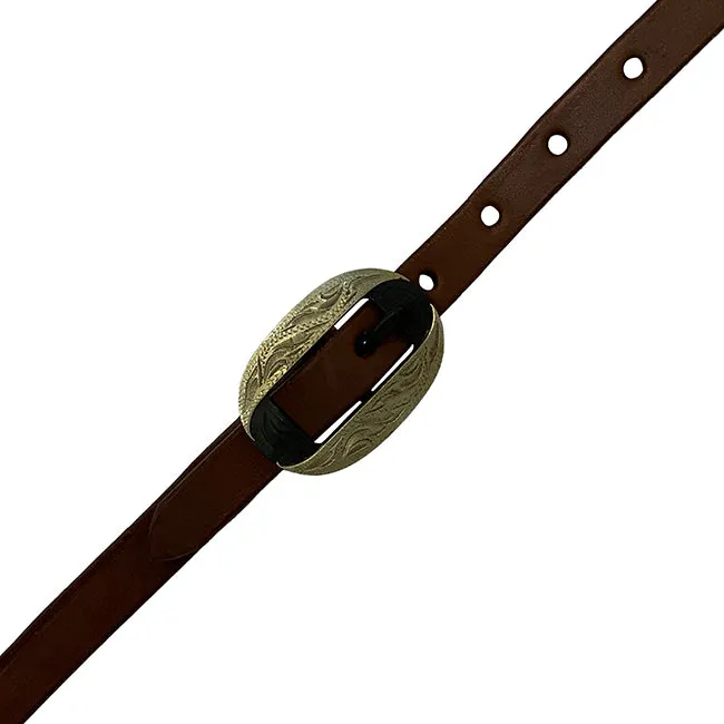 Oiled Harness Single Ear Headstall With Silver Oval Buckle