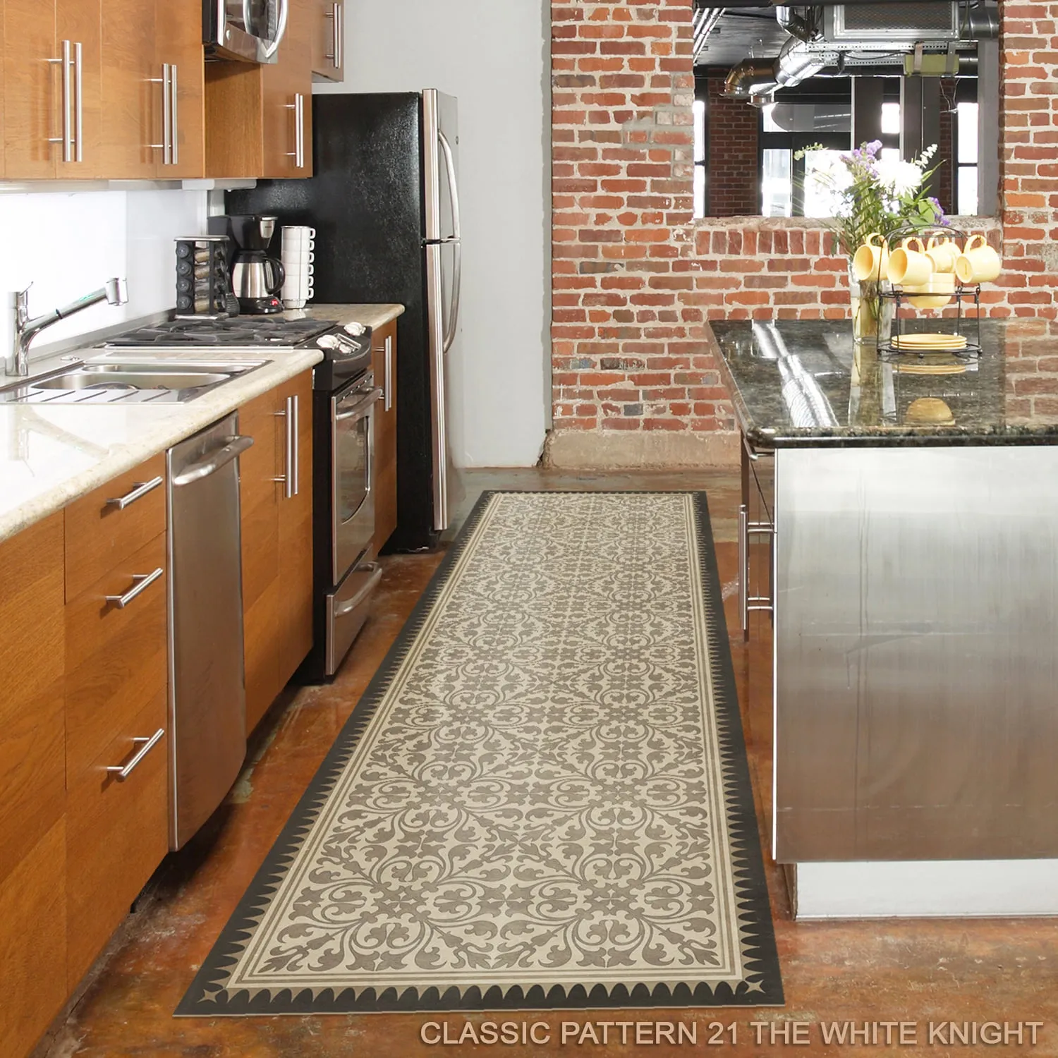 Pattern 21 "The White Knight" Vinyl Floorcloth - Spicher & Co.