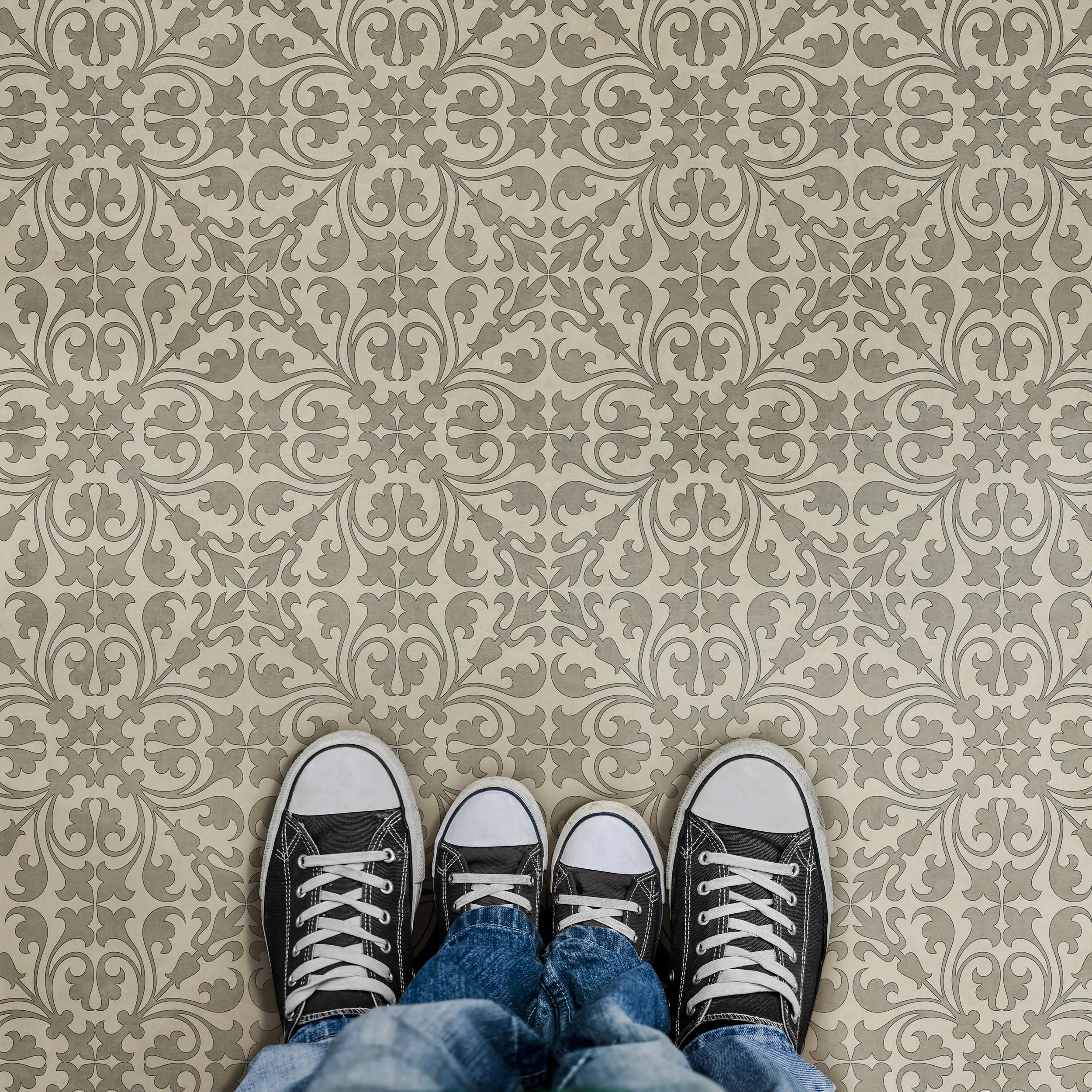 Pattern 21 "The White Knight" Vinyl Floorcloth - Spicher & Co.