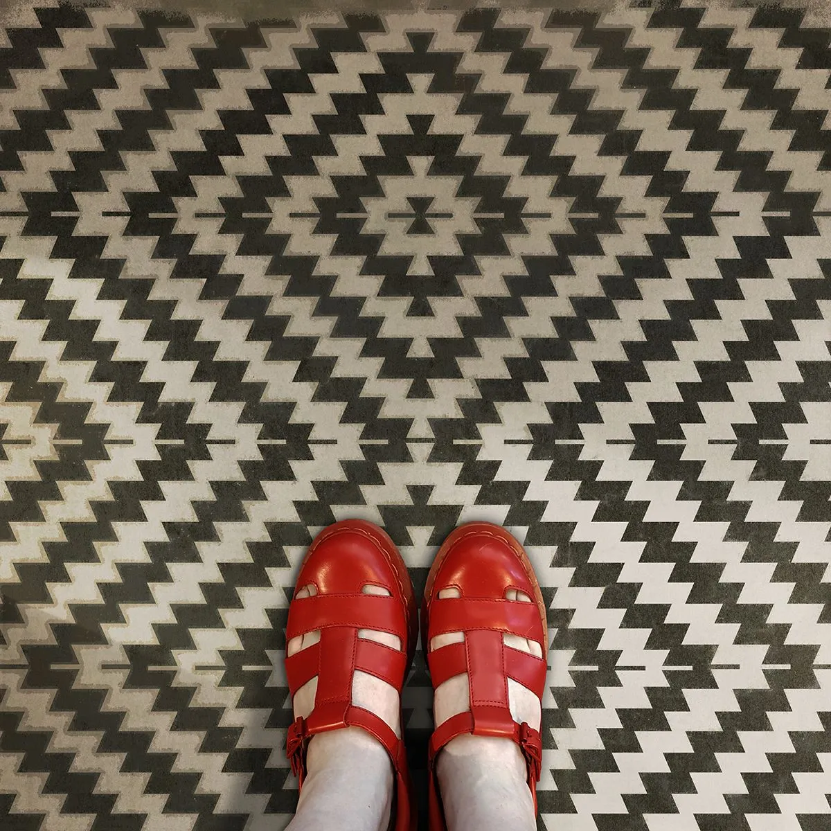 Pattern 63 "Doplar Effect" Vinyl Floorcloth - Spicher & Co.