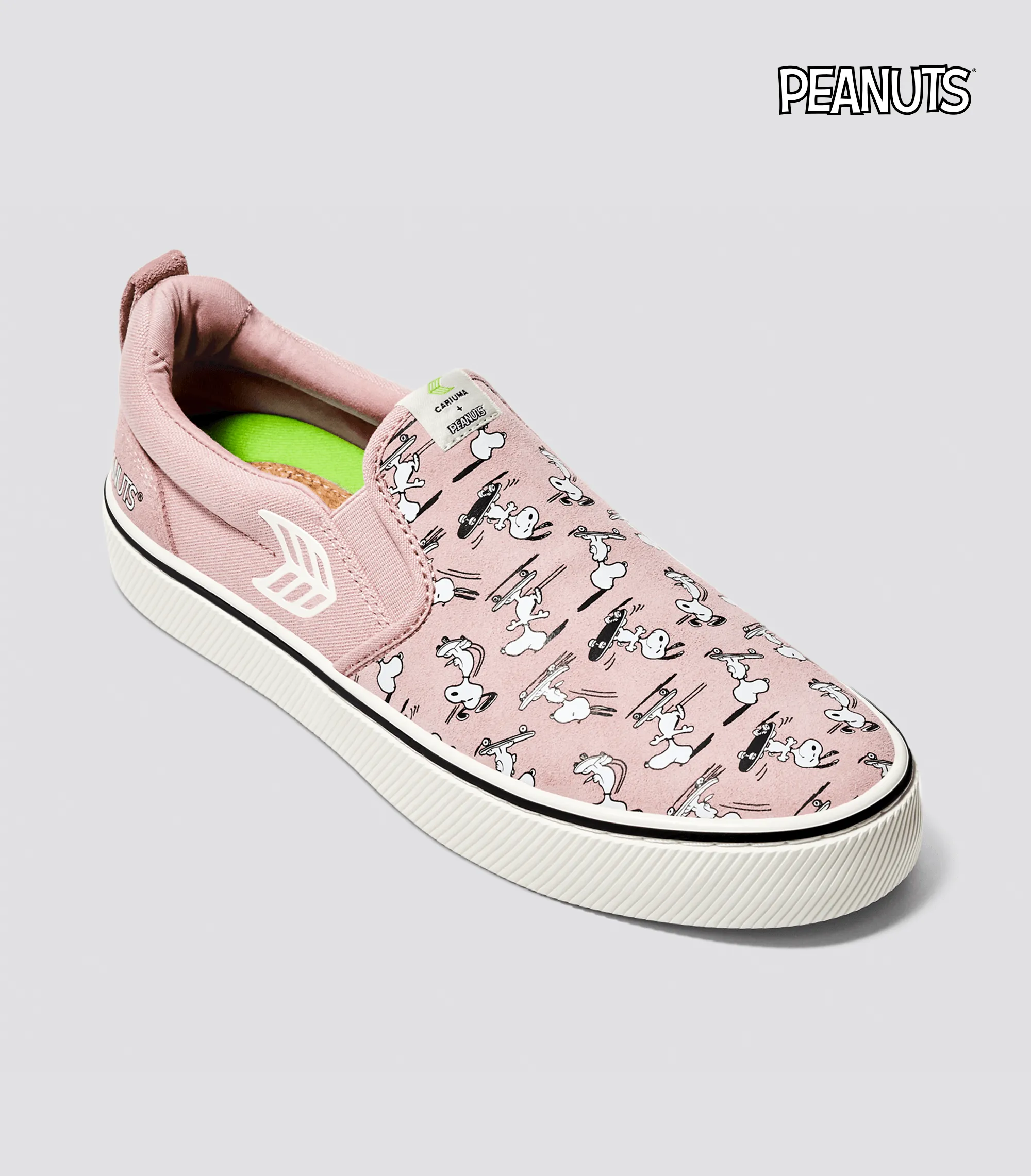 PEANUTS SLIP-ON PRO Snoopy Skate Rose Suede and Canvas Off-White Logo Women Sneaker