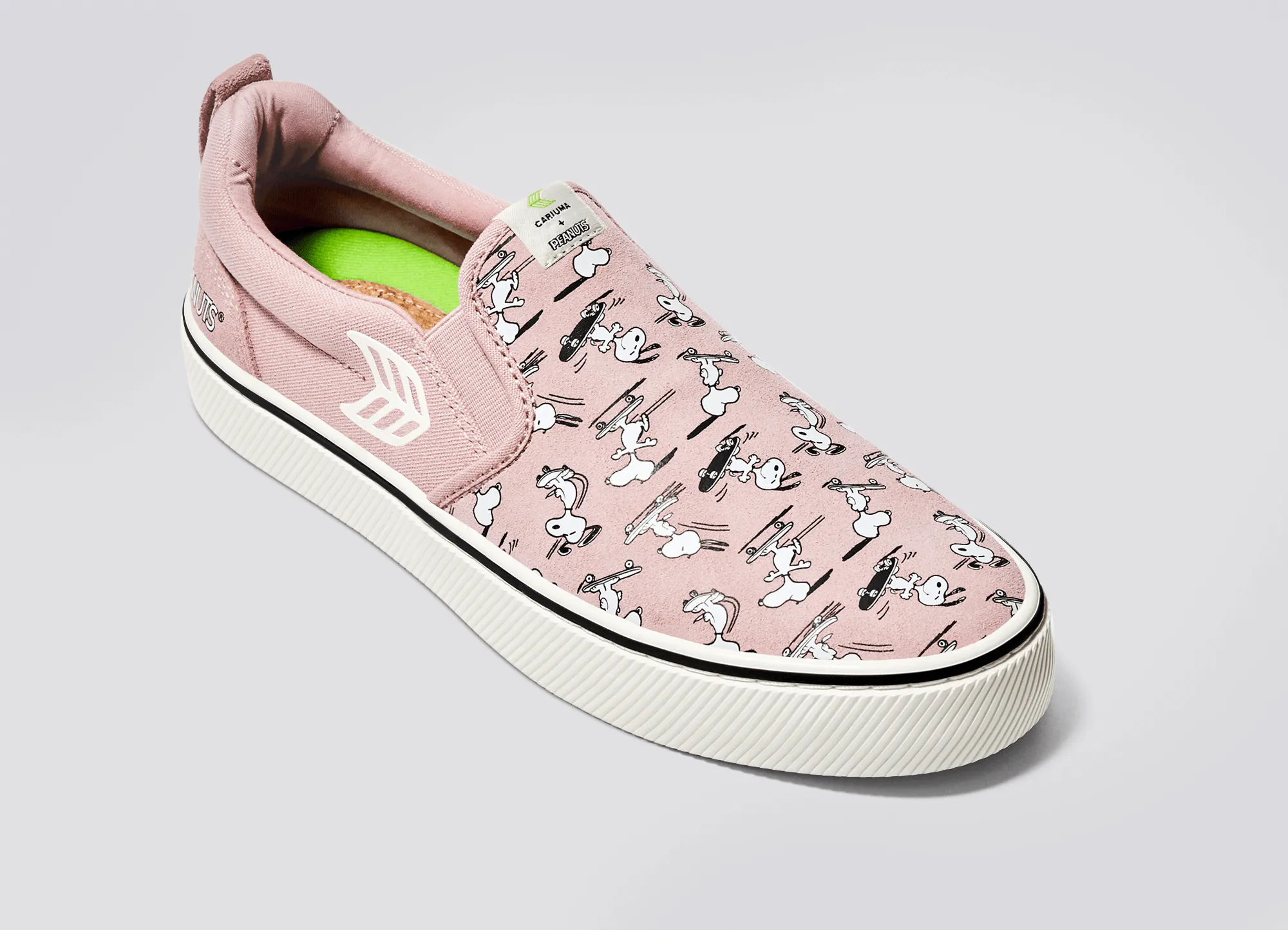 PEANUTS SLIP-ON PRO Snoopy Skate Rose Suede and Canvas Off-White Logo Women Sneaker