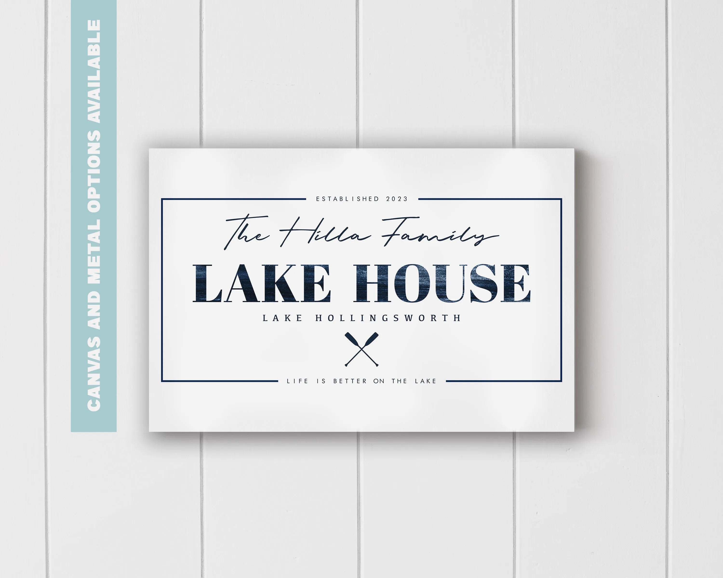 Personalized Lake House Sign - Custom Family Name, Location & Date - Canvas or Metal Options