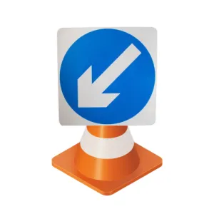 Plastic Cone Signs: Blue Arrow Left