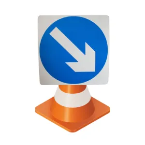 Plastic Cone Signs: Blue Arrow Reversible