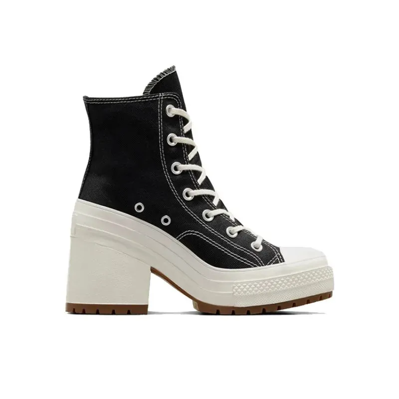 Platform Sneakers - Canvas Lace-Up Personalized Luxury Heels, Skateboard Style Casual Outdoor Fashion Shoes for Women