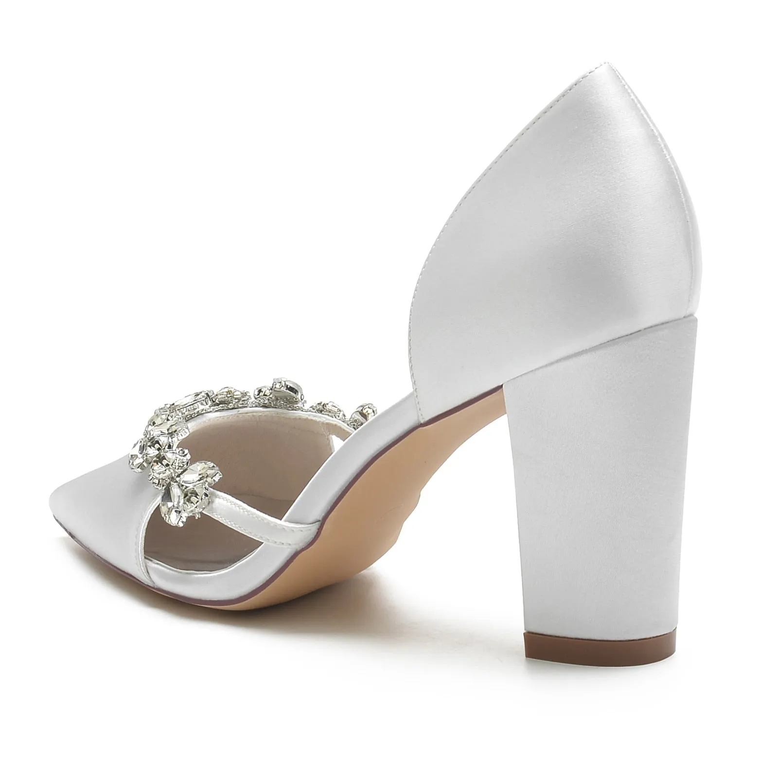 Pointed Toe Slip on  Pumps with Crystal Trim Chain