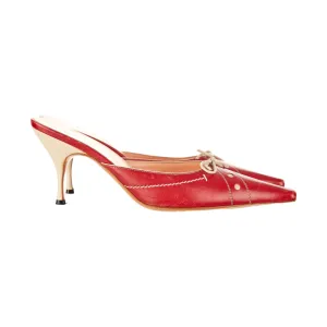 Prada Red Stitched Kitten Heel