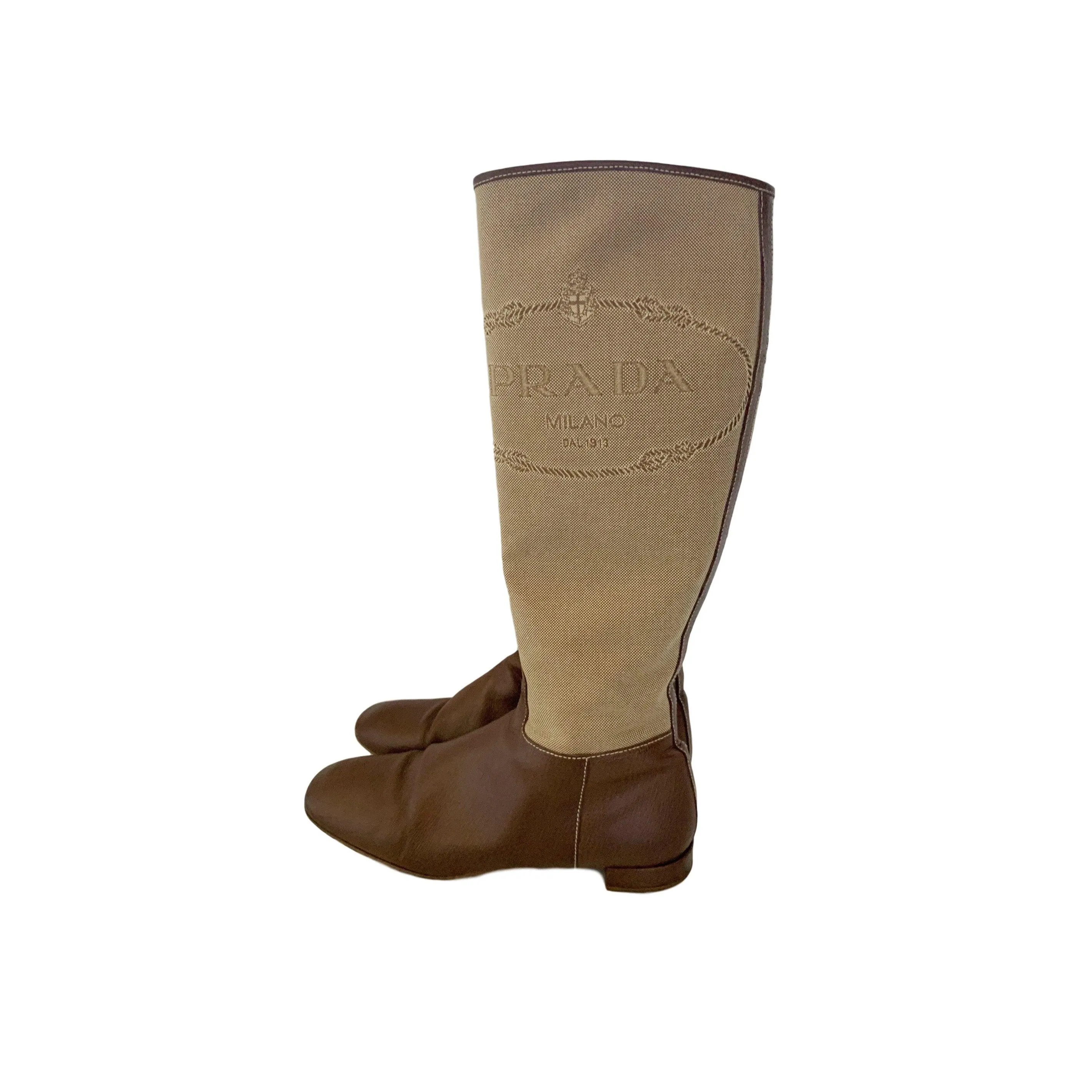Prada Tan Knee Length Boots
