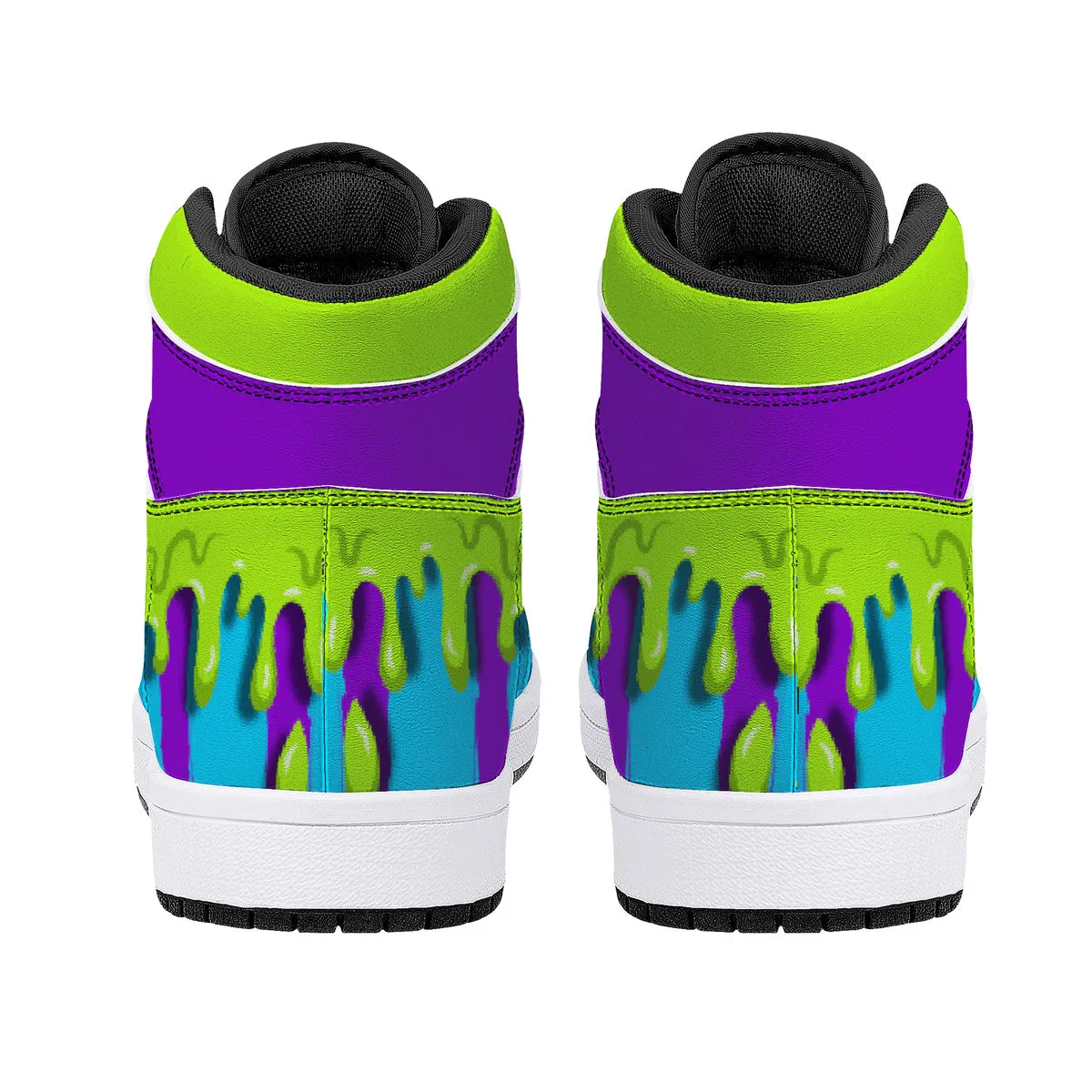Purple/Teal Beetlejuice Slime High-Top Faux Leather Sneakers /Unisex /- Black