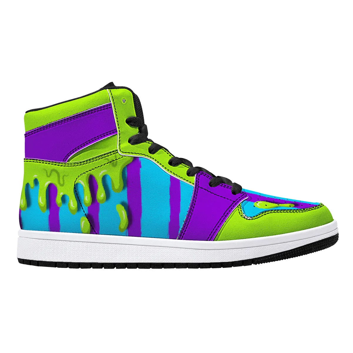 Purple/Teal Beetlejuice Slime High-Top Faux Leather Sneakers /Unisex /- Black