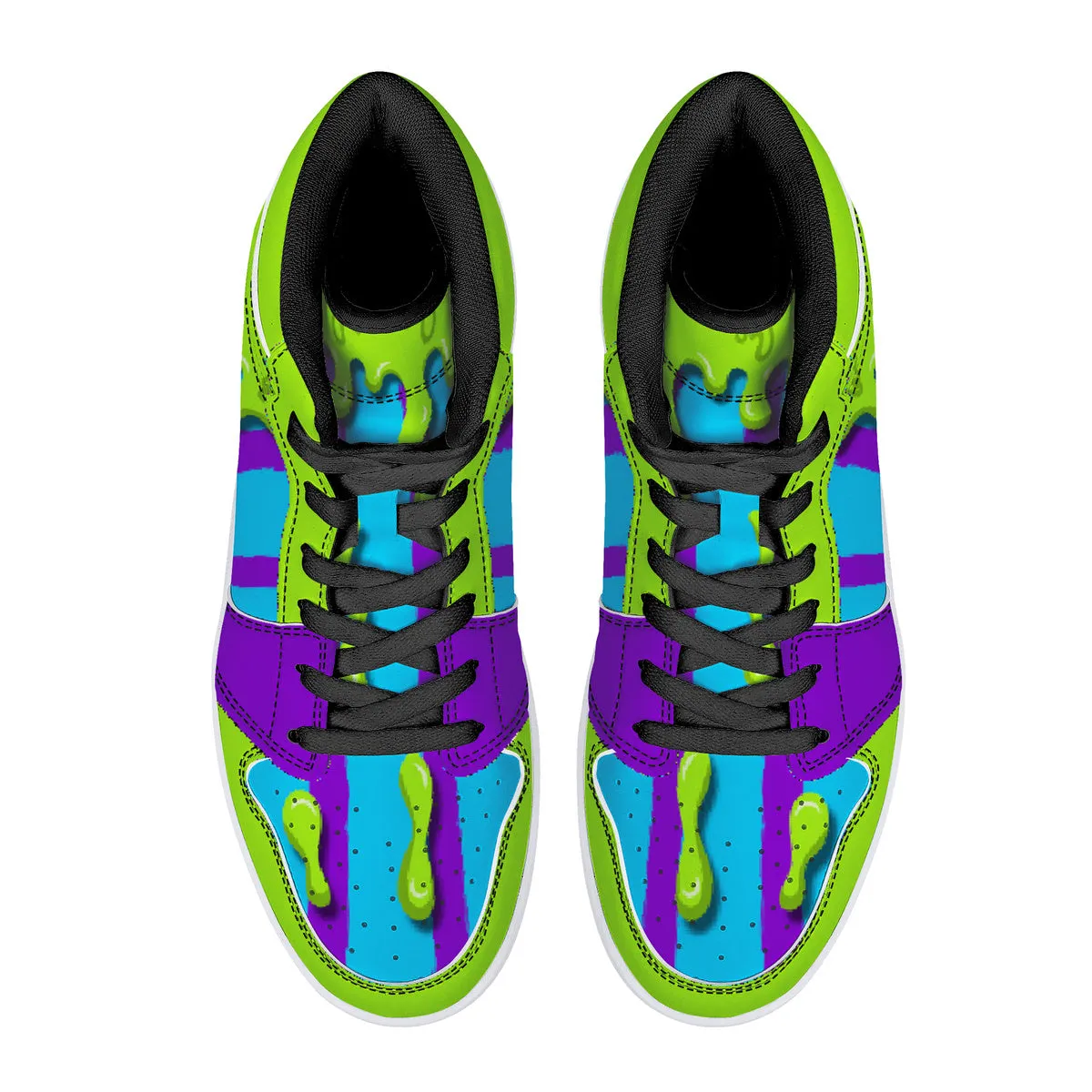 Purple/Teal Beetlejuice Slime High-Top Faux Leather Sneakers /Unisex /- Black