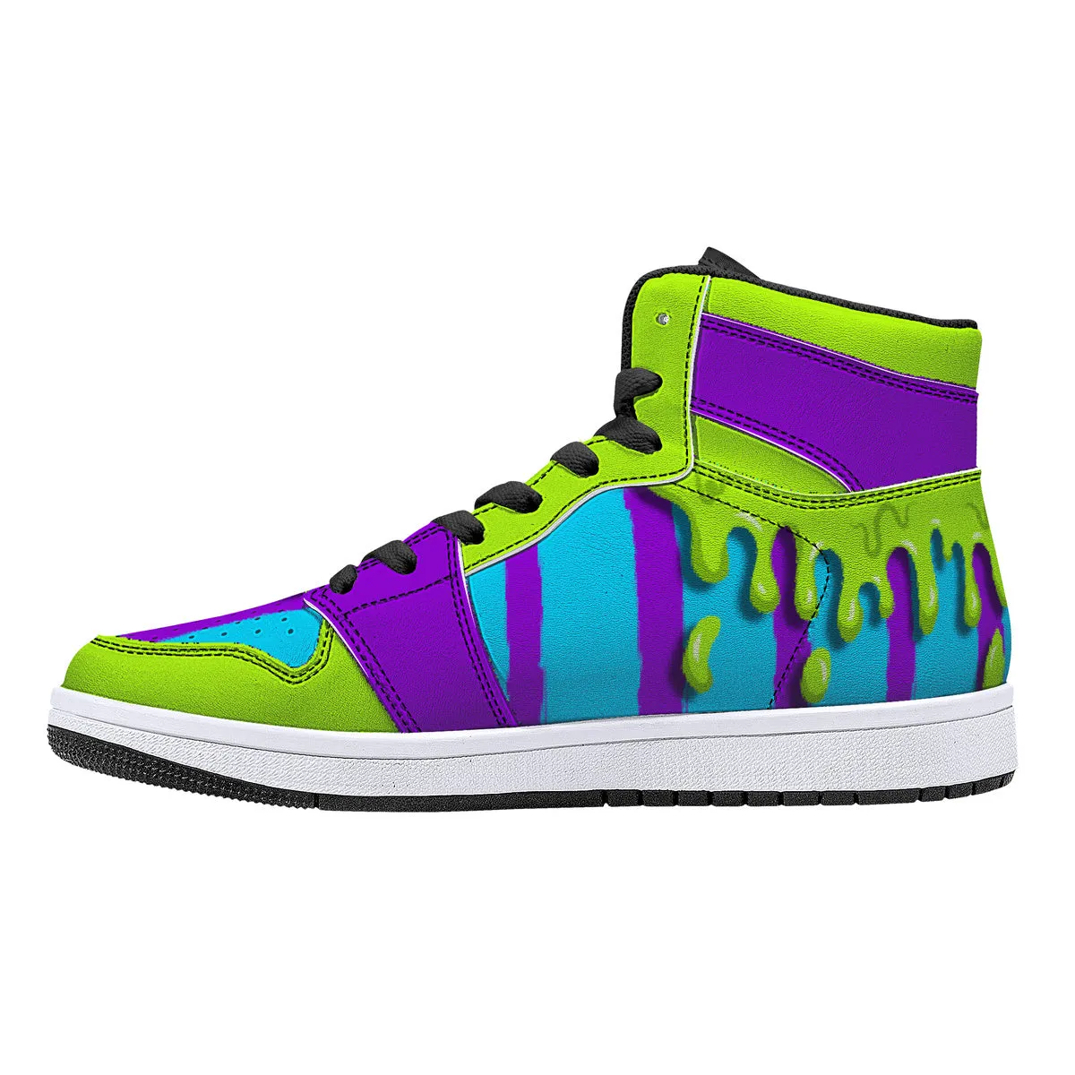 Purple/Teal Beetlejuice Slime High-Top Faux Leather Sneakers /Unisex /- Black