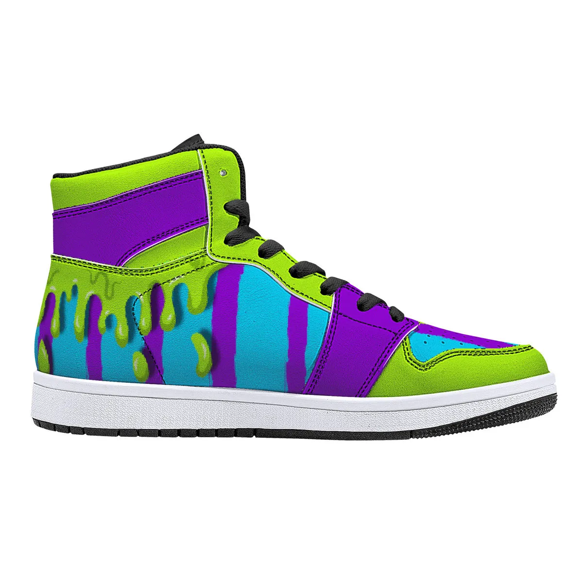Purple/Teal Beetlejuice Slime High-Top Faux Leather Sneakers /Unisex /- Black