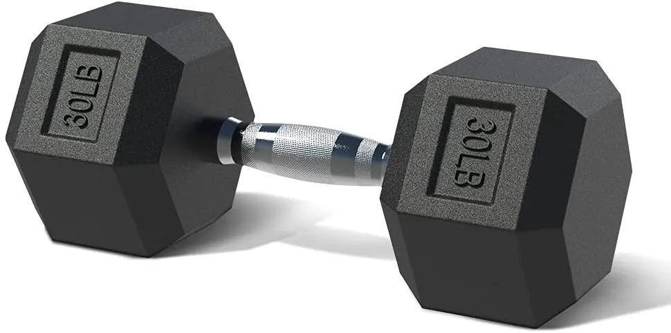 PUTEARDAT Dumbbells Hand Weights Set of 2 | 5-50 Lb Rubber Encased Hex Dumbbell for Home Gym Equipment Workouts Strength Training Free Weights for Women and Men | Black