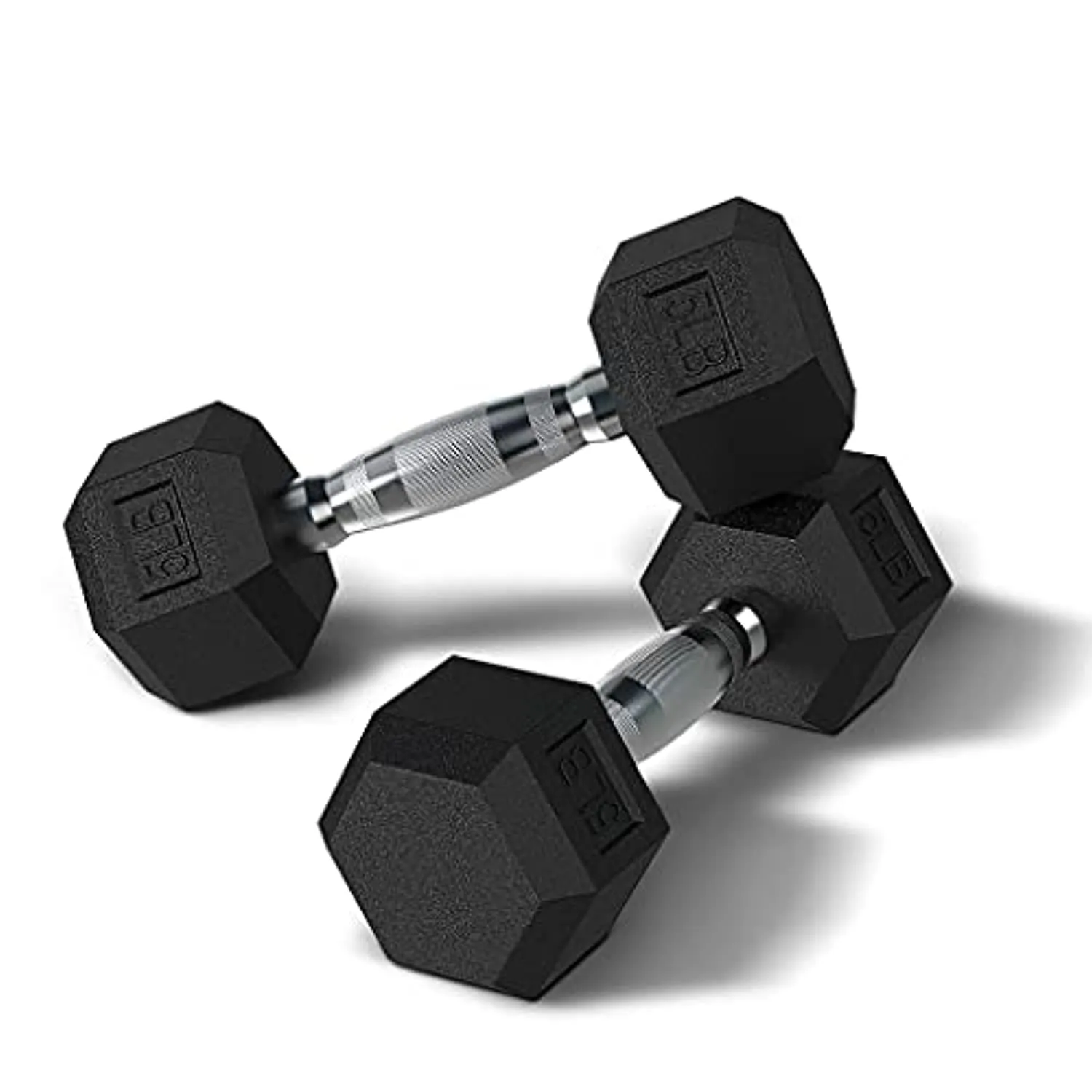 PUTEARDAT Dumbbells Hand Weights Set of 2 | 5-50 Lb Rubber Encased Hex Dumbbell for Home Gym Equipment Workouts Strength Training Free Weights for Women and Men | Black