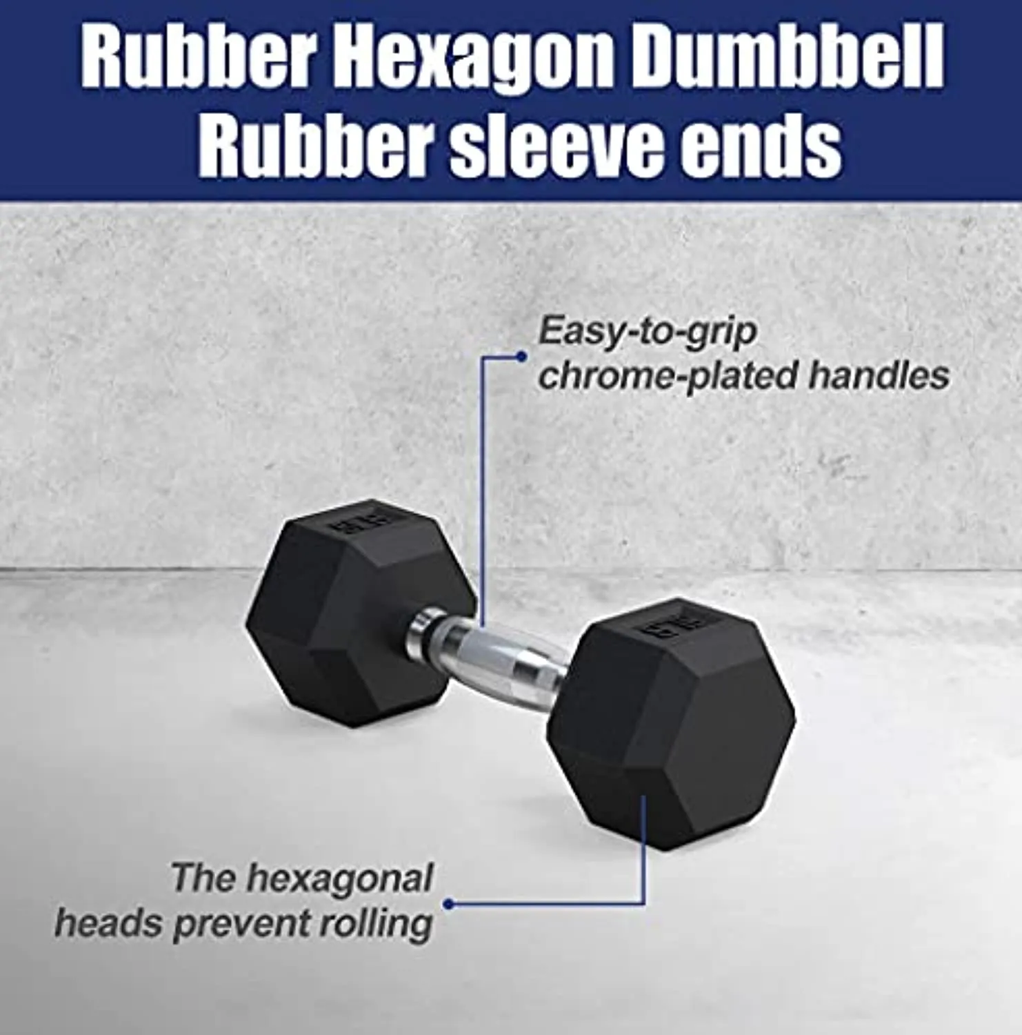 PUTEARDAT Dumbbells Hand Weights Set of 2 | 5-50 Lb Rubber Encased Hex Dumbbell for Home Gym Equipment Workouts Strength Training Free Weights for Women and Men | Black