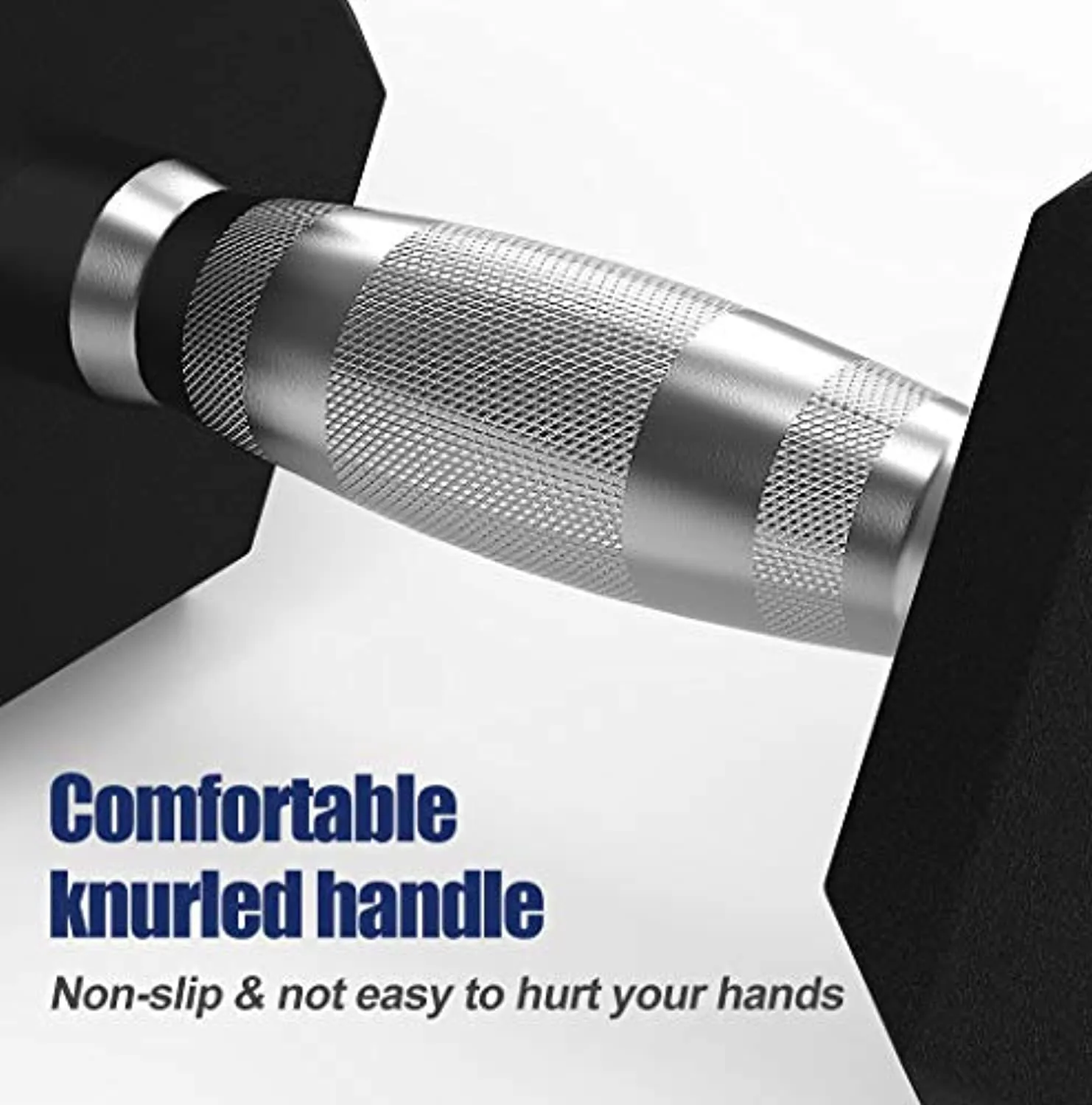 PUTEARDAT Dumbbells Hand Weights Set of 2 | 5-50 Lb Rubber Encased Hex Dumbbell for Home Gym Equipment Workouts Strength Training Free Weights for Women and Men | Black