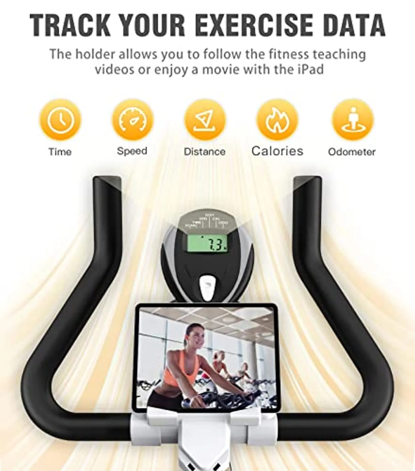 PYHIGH Stationary Exercise Bike for Home Indoor Cycling Bikes Excersize Bike Comfortable Seat Cushion Belt Drive Ipad Holder with LCD Monitor Cardio Workout Fitness Machine