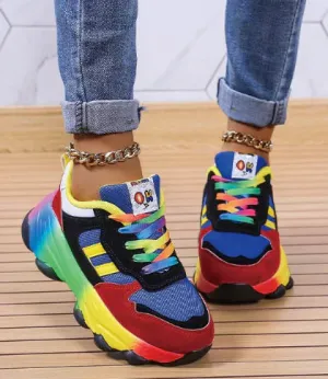 Rainbow Trainers | Lightweight Athletic Sneakers | Breathable Mesh, Cushioned Sole & Stylish Design