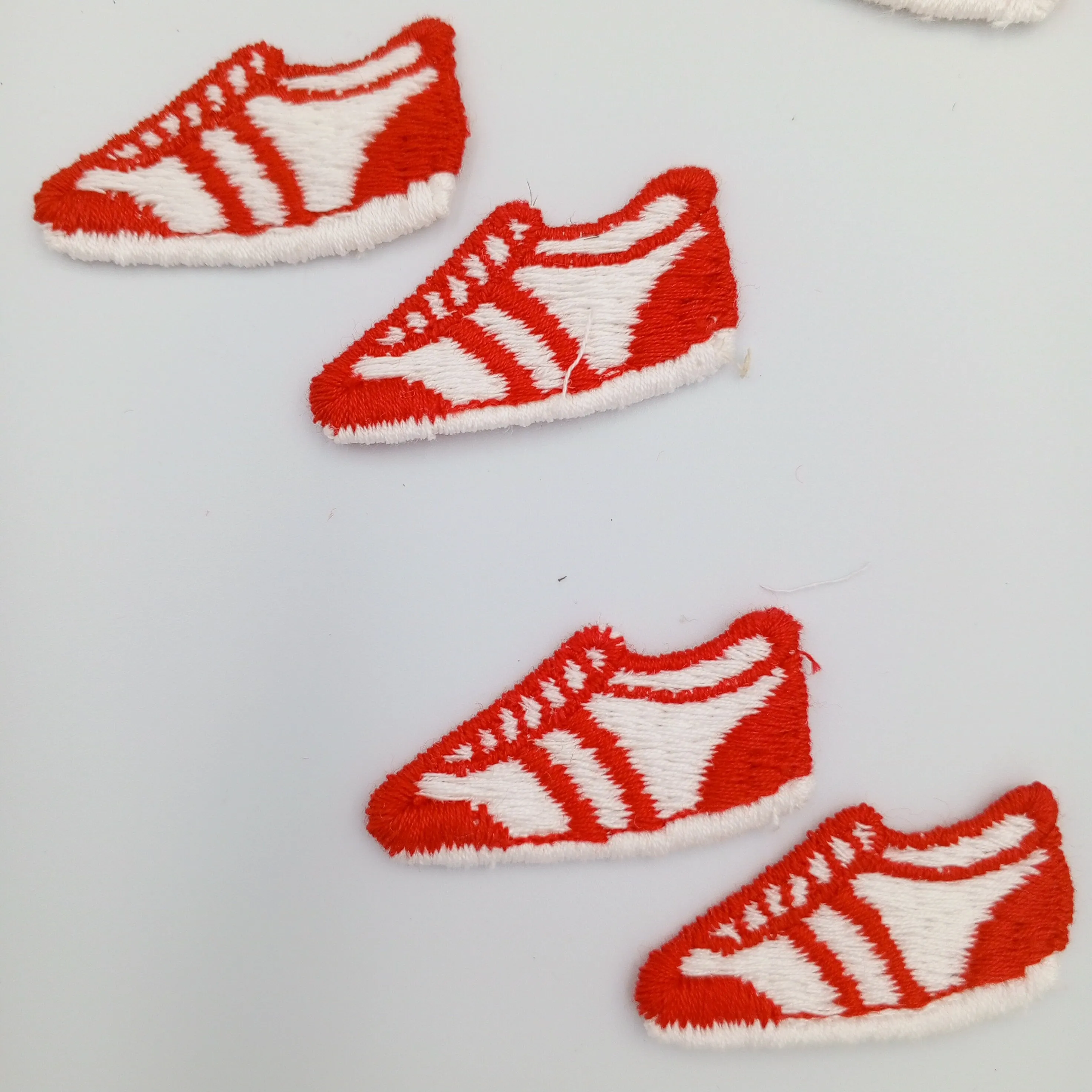 Red White Running Sneakers Vintage Embroidered Applique Sewing Athletes Shoes Red Sneakers Patches for Running Enthusiasts Retro Vibe  #938