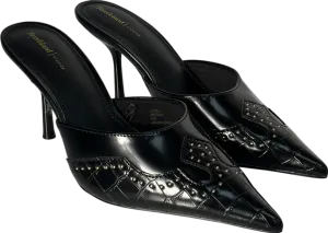 River Island Black Stuff Patten Slip On Heel UK 5 EU 38 👠