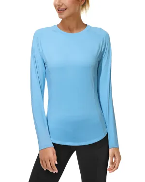 Roadbox Women's Long Sleeve UV Sun Shirts UPF 50  Workout Swim Rash Guard Tops